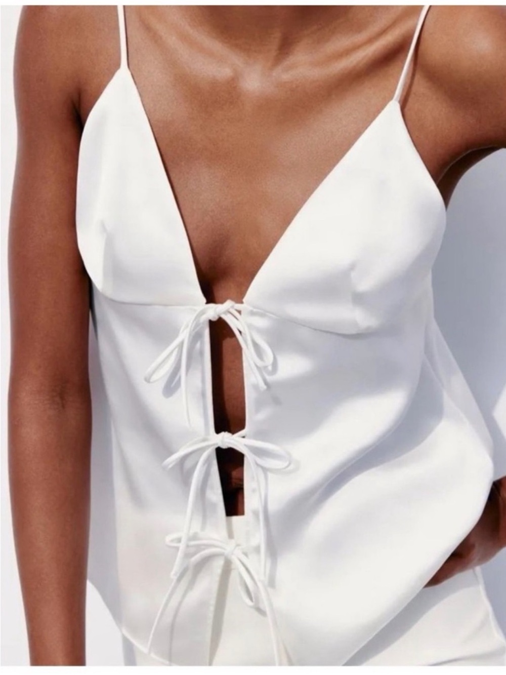 Zara White Tie-Front Cami